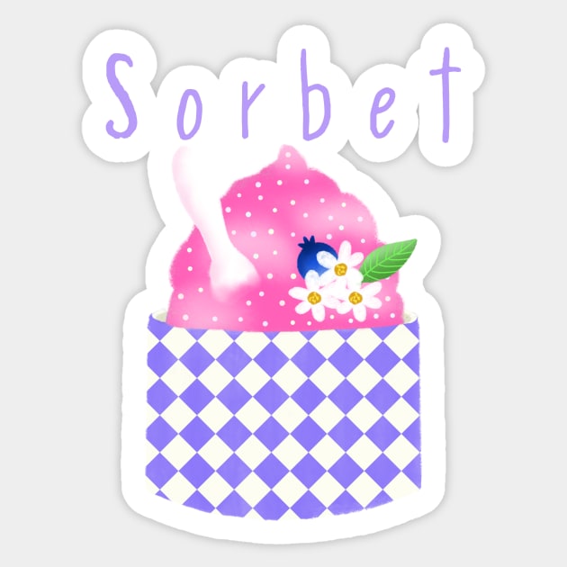 Sorbet on Aqua Sticker by MarcyBrennanArt